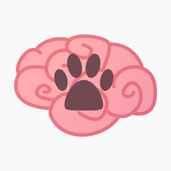 Isolated brain with an animal footprint