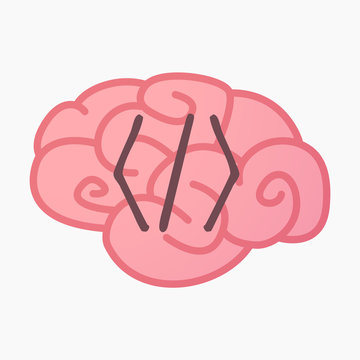 Isolated brain with a code sign