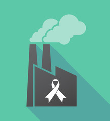 Long shadow factory with an awareness ribbon