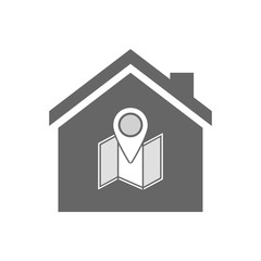 Isolated house with a map