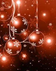 Christmas red background with balls