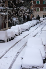Cars under snow