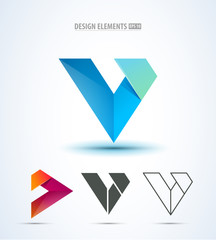 Vector abstract logo corporate icon design set. Isolated on white. Abstract letter v 