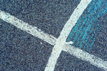 Fototapeta na wymiar White line and asphalt road as simple urban background pattern
