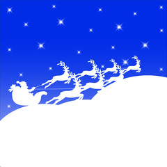 Fototapeta na wymiar Santa in a sleigh on snow.Christmas background.