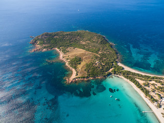 Aerial  view  of Rondinara beach in Corsica Island in France