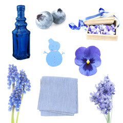 blue items, color flat layout