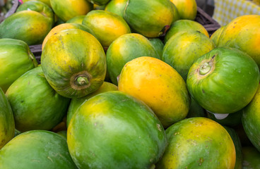 Fresh new papaya fruit at farmers market. Israel