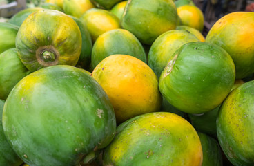Fresh new papaya fruit at farmers market. Israel