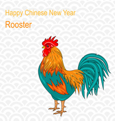 Postcard with Rooster as Symbol Chinese New Year 2017