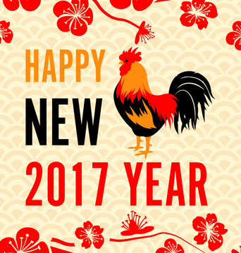 Chinese New Year Background with Roosters