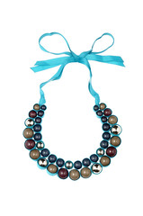 Bead necklace on white background - isolated