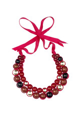Bead necklace on white background - isolated