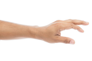 Empty man hand isolated on white background
