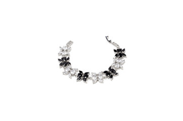 Elegant black and white bracelet on white background, isolated