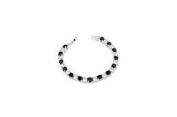 Elegant black and white bracelet on white background, isolated