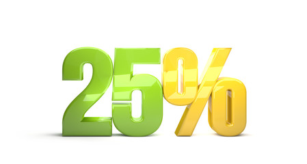 25 percentage sale discount 3d render