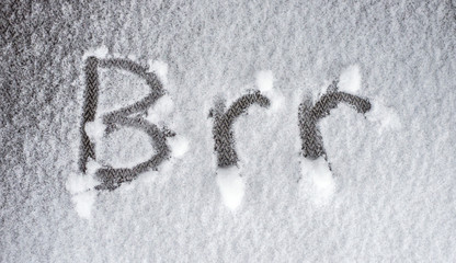 Word written in snow brr