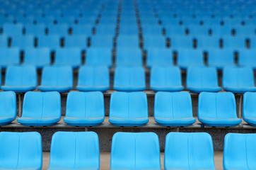 Rows of stadium grandstand seats