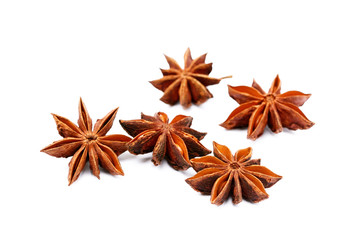 Aromatic star anise isolated on white background