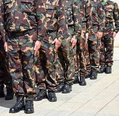 Soldiers standing in a row