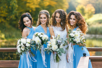 Bride with bridesmaids