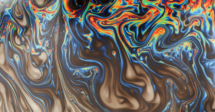 Psychedelic abstract formed by a soap bubble reflecting light