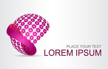 Logo stylized spherical surface with abstract shapes