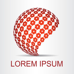 Logo stylized spherical surface with abstract shapes