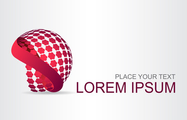 Logo stylized spherical surface with abstract shapes