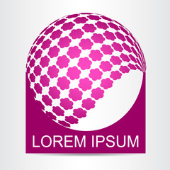 Logo stylized spherical surface with abstract shapes