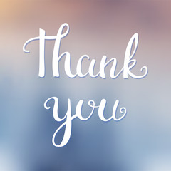 Thank You handwritten inscription. Hand drawn lettering. Thank You calligraphy. Vector illustration on blue background