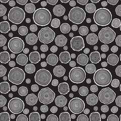 Tree Rings Seamless Vector Pattern. Saw cut tree trunk background. Vector Illustration.