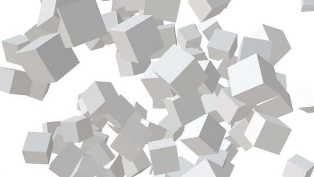 Cubes block. Assembling Big Data concept. Teamwork Business. 3D render HD footage. Alpha matte channel included.