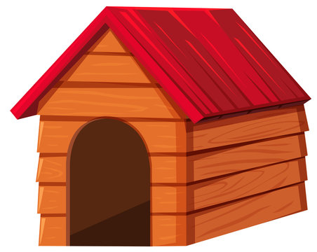 Doghouse with red roof