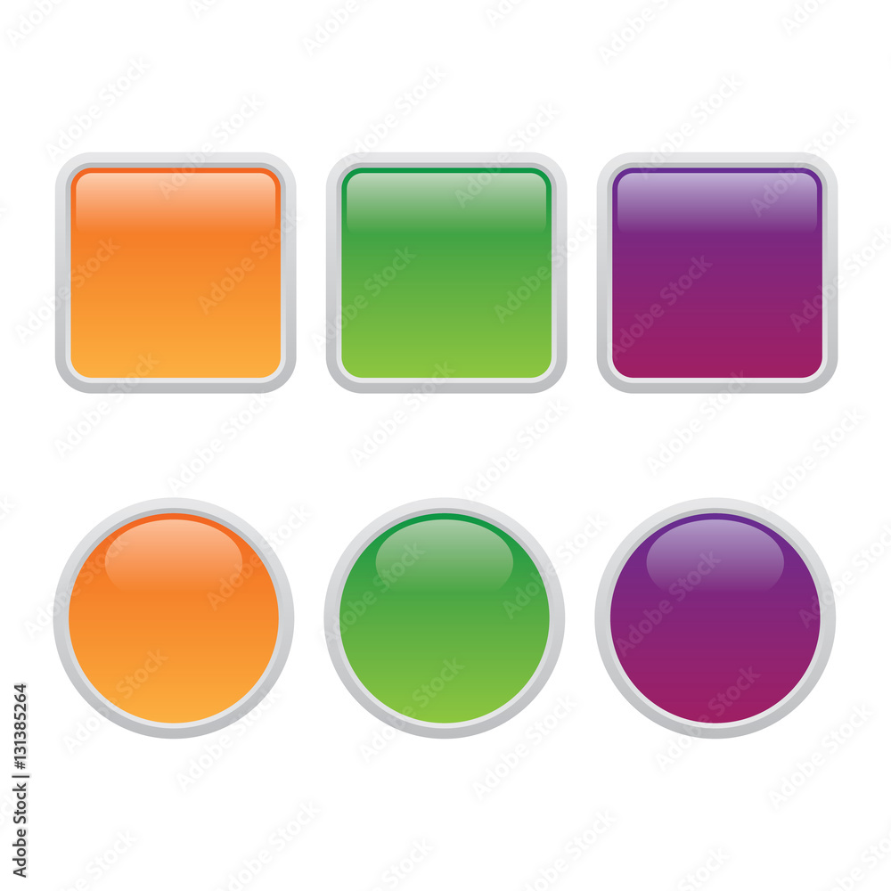 Poster blank glossy square and round buttons