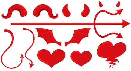 Angel and devil elements in red