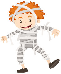 Little boy in mummy outfit