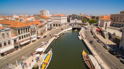 Fototapeta premium Channels of Aveiro, Portugal top view aerial