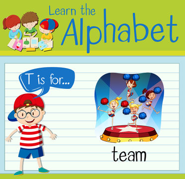 Flashcard letter T is for team