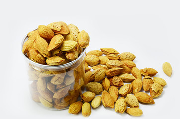 almonds nut on white