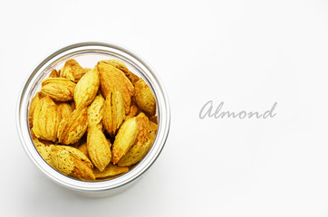 almonds nut on white
