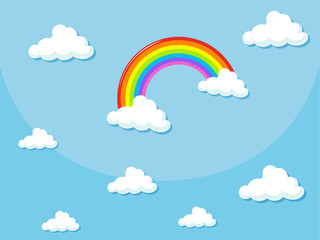 Background design with rainbow in the sky