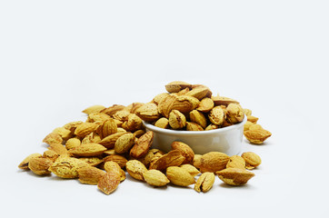 almonds nut on white