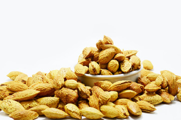 almonds nut on white