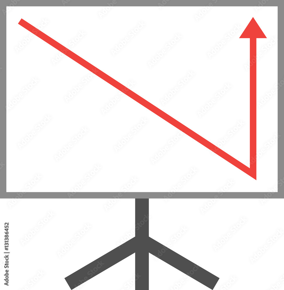 Poster arrow pointing down and up on board