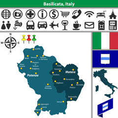 Basilicata with regions, Italy