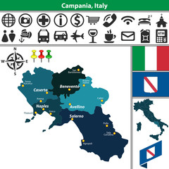 Obraz premium Campania with regions, Italy