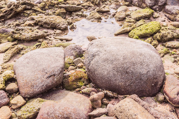 Rock exposed and sea water when low tide background