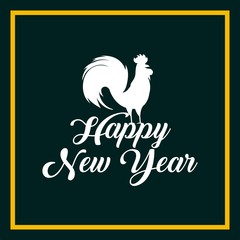 happy new year card. chinese year of rooster. colorful design. vector illustration 
